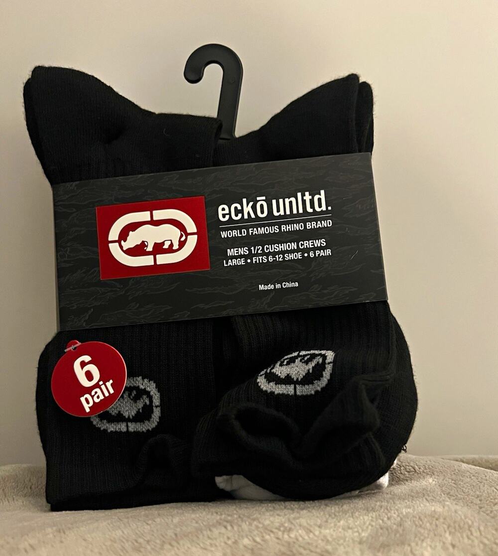 Ecko Unltd. Men's Cushioned Crew Socks, 6 Pairs, Size 10-13, Multicolor